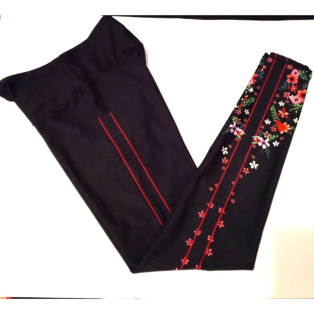 Women's kyodan legging activewear black with floral tp/xs